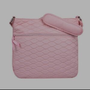 Crossbody pink quilted bag with silver hardware